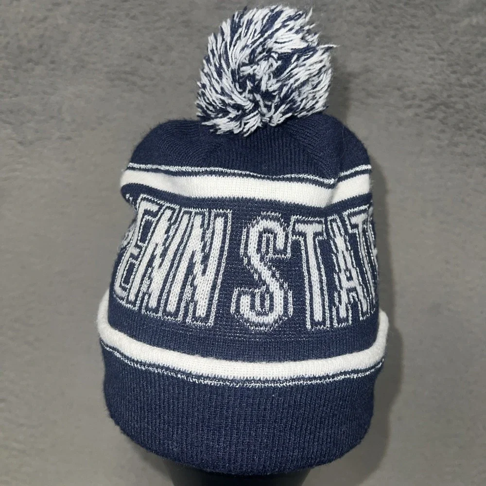'47 Penn State Nittany Lions Bering Beanie Hat Blue Knit Cuffed Pom NCAA OSFA